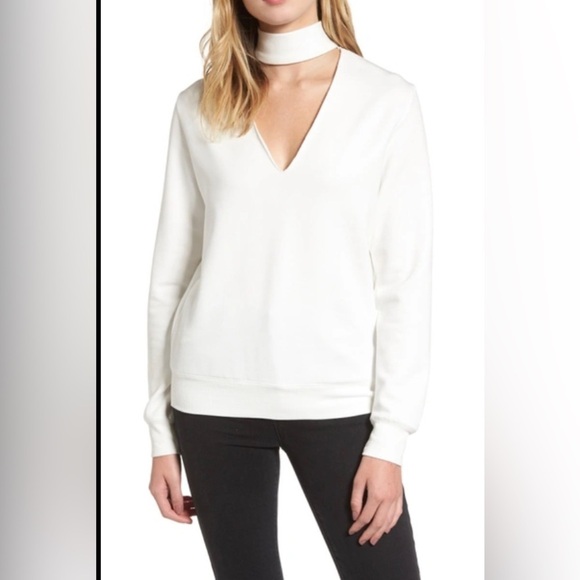 Bailey 44 Eye Splice Choker Sweatshirt White - Picture 1 of 10